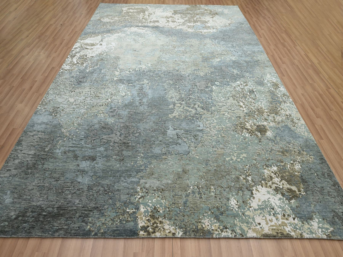 8'9" x 12'0" | Grey Abstract | Wool & Silk | 210000028923