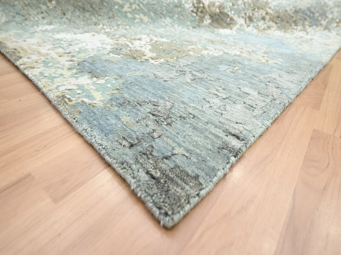 8'9" x 12'0" | Grey Abstract | Wool & Silk | 210000028923