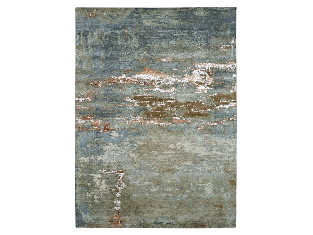 9' x 12'4" | Green Abstract | Wool & Silk | 210000032326