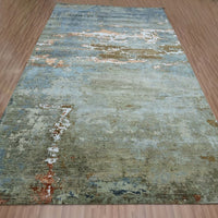 9' x 12'4" | Green Abstract | Wool & Silk | 210000032326