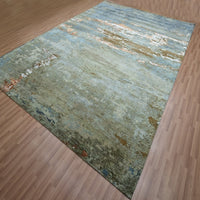 9' x 12'4" | Green Abstract | Wool & Silk | 210000032326