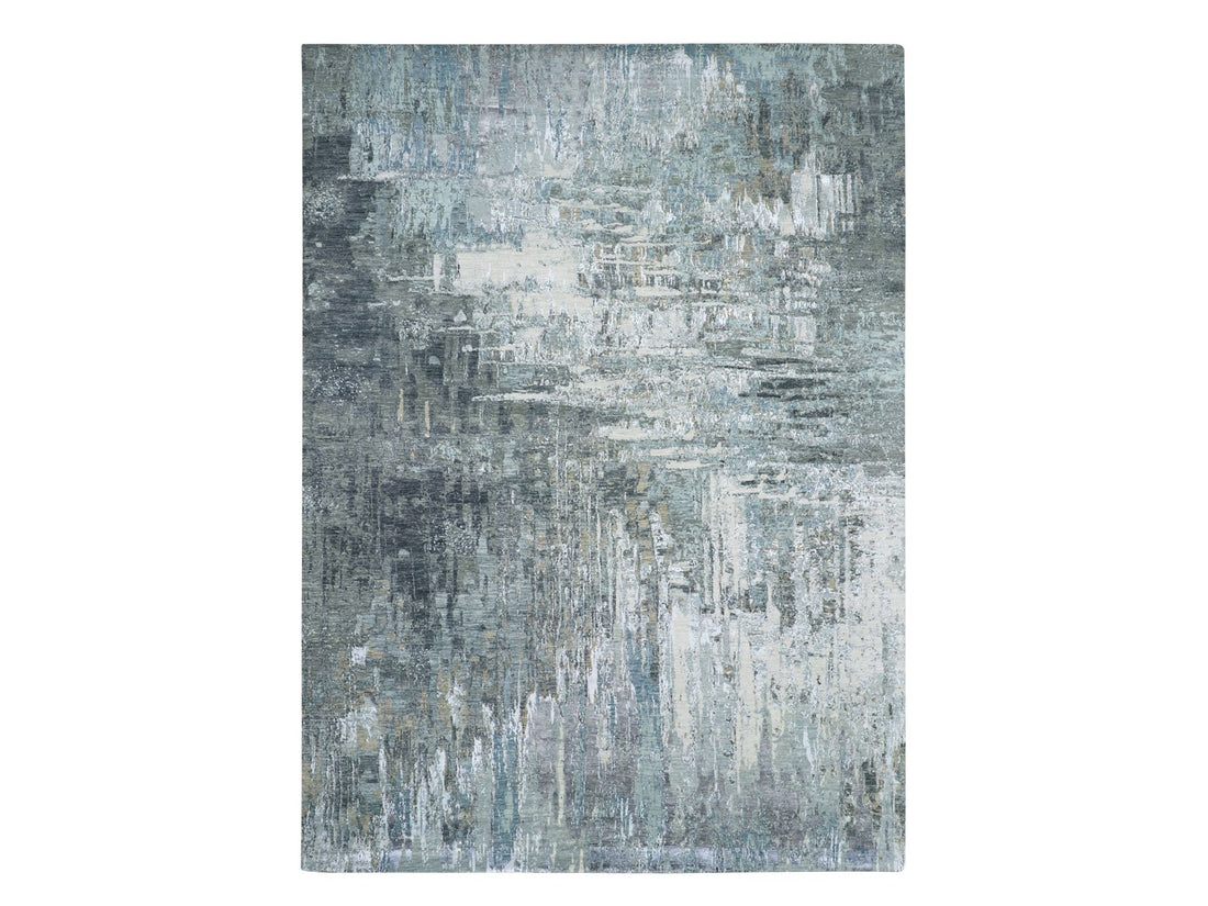 8'11" x 12'3" | Grey Abstract | Wool & Silk| 210000032325