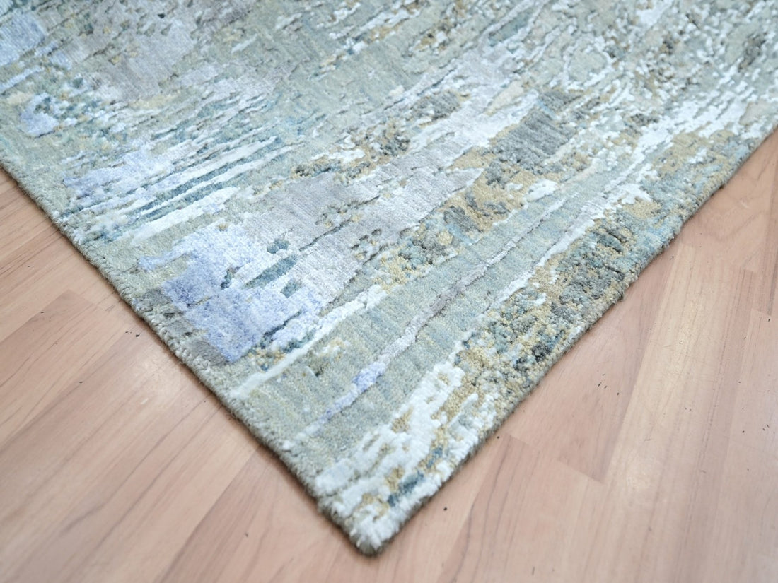 8'11" x 12'3" | Grey Abstract | Wool & Silk| 210000032325