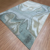 9' x 12'3" | Blue & Ivory Abstract | Wool & Silk | 210000032328