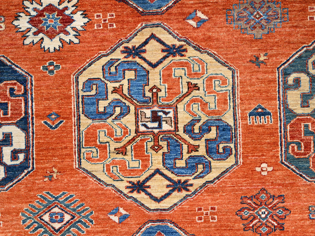 8'10"x11'10" | Orange Geometric | Wool | 210000026290