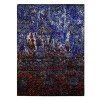 8'10" x 12" | Blue Modern  | Wool & Sari Silk | 210000032107