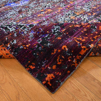 8'10" x 12" | Blue Modern  | Wool & Sari Silk | 210000032107