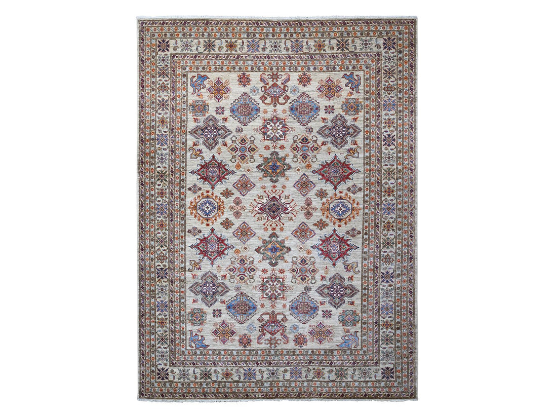 9'0"x12'3" | Gray Afghan | Wool | 210000026285