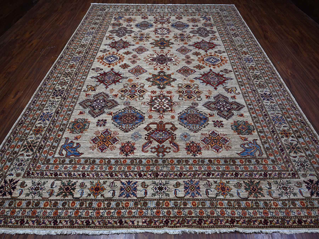 9'0"x12'3" | Gray Afghan | Wool | 210000026285