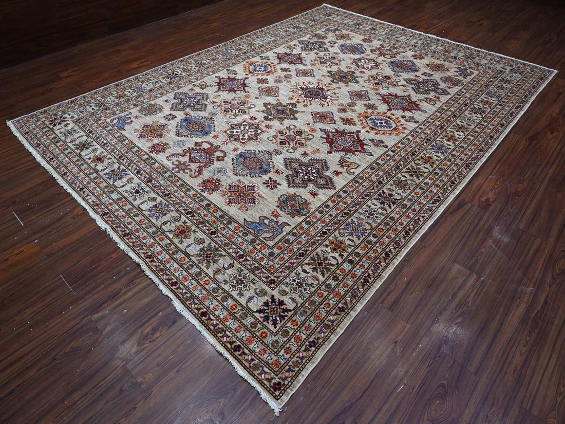 9'0"x12'3" | Gray Afghan | Wool | 210000026285