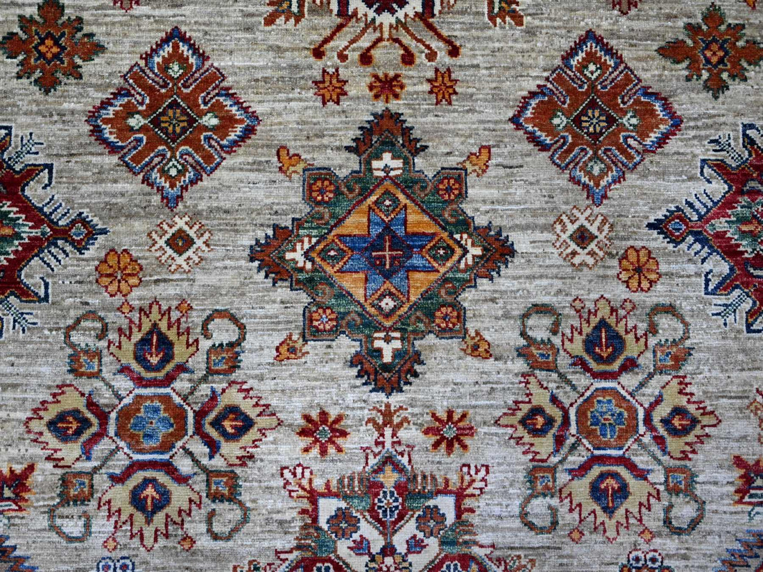 9'0"x12'3" | Gray Afghan | Wool | 210000026285