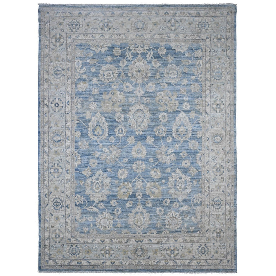 8'9" x 12'0" | Blue Floral Peshawar | Wool | 210000028928