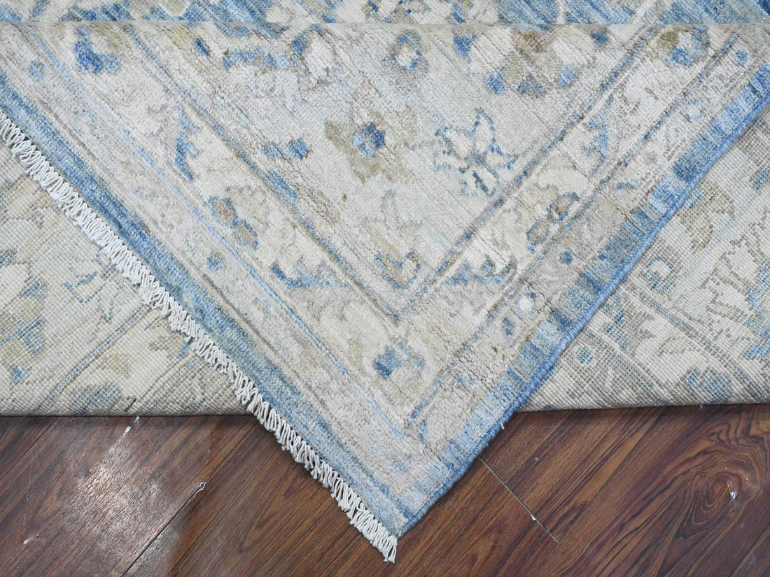 8'9" x 12'0" | Blue Floral Peshawar | Wool | 210000028928
