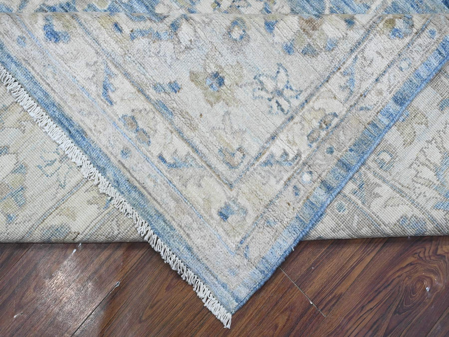 8'9" x 12'0" | Blue Floral Peshawar | Wool | 210000028928
