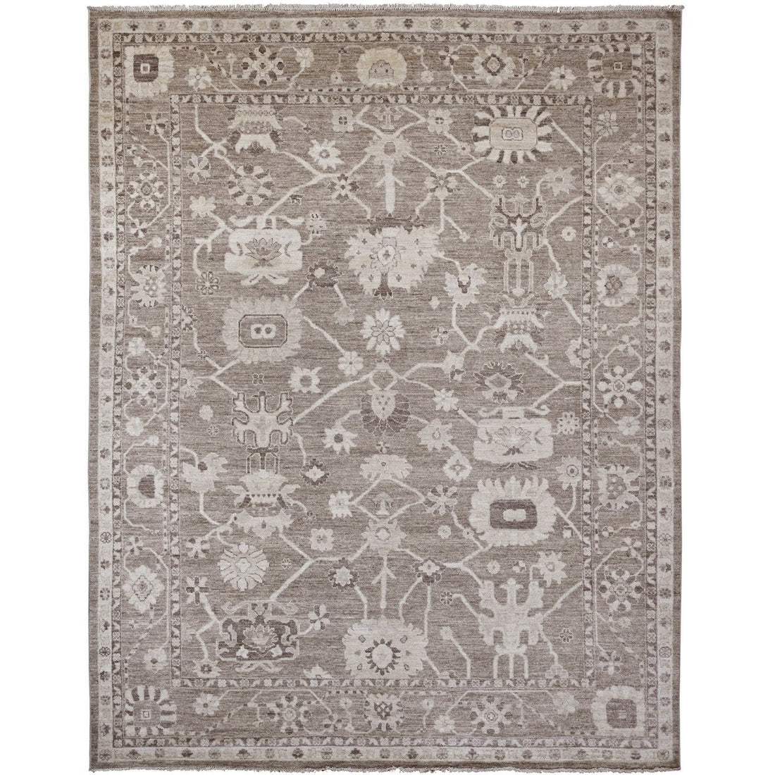 9'0"x11'9" | Brown Afghan | Wool | 210000031299