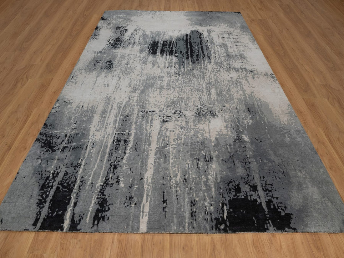 9' x 12' | Black Abstract | Wool & Silk | 210000032106
