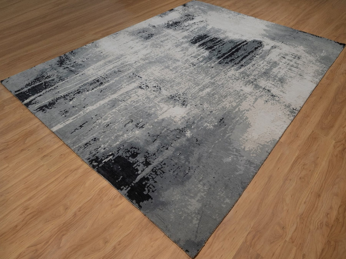 9' x 12' | Black Abstract | Wool & Silk | 210000032106
