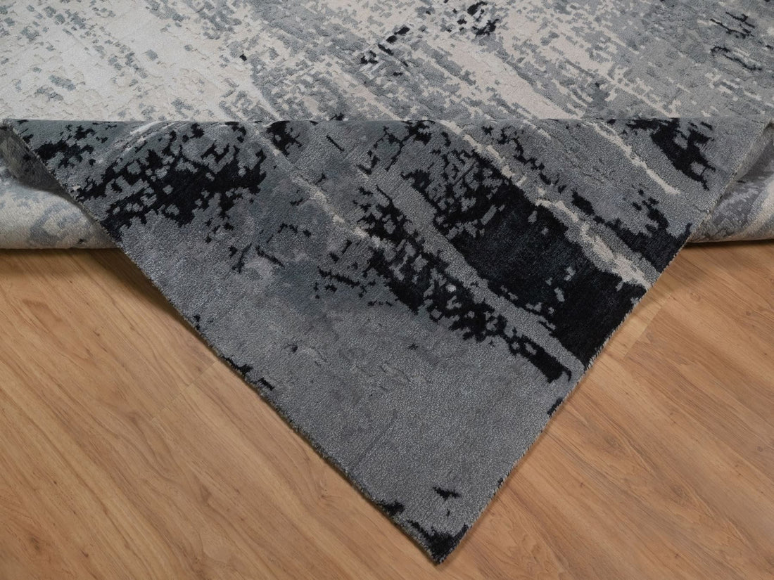 9' x 12' | Black Abstract | Wool & Silk | 210000032106