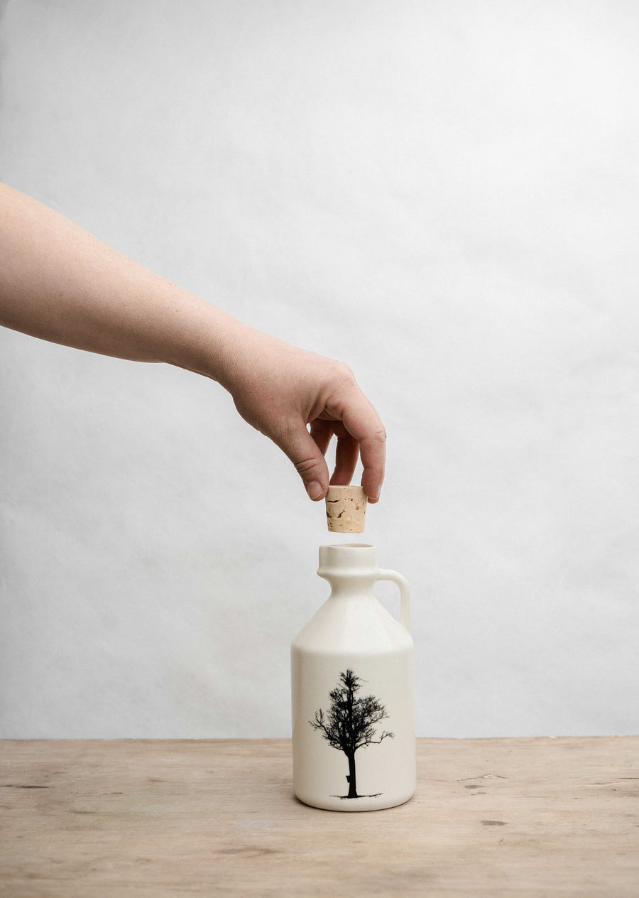 Maple Syrup Jar w/Tree | White