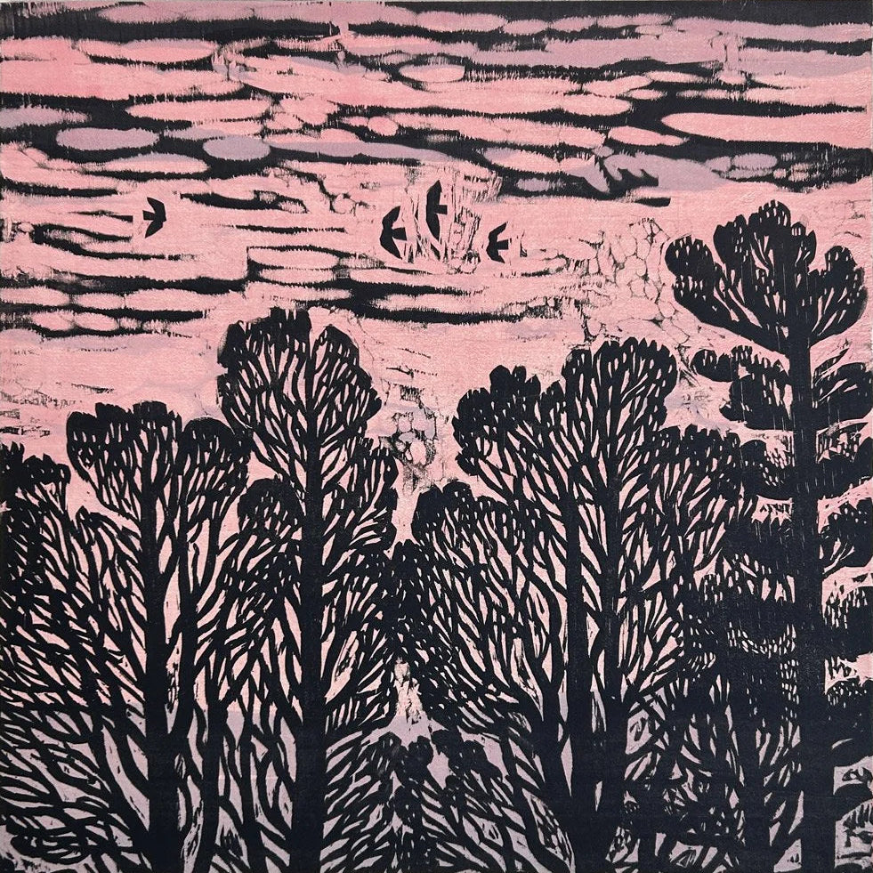 Mountain Sunset 18x18 | Woodblock Print