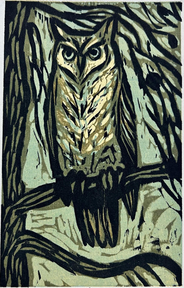 Horned Owl 11x14 | Woodblock Print