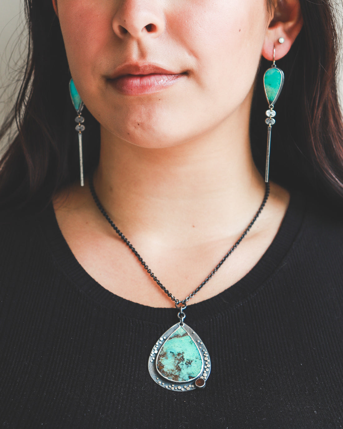 Opalized Wood 18k Lunar Cairn Drop Earrings