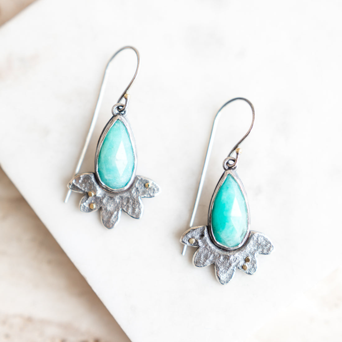 Amazonite & 18k Lunar Bloom Earrings
