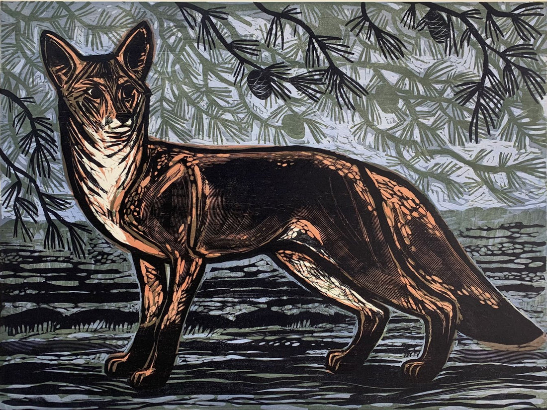 Woodland Wanderer 24x32 | Woodblock Print