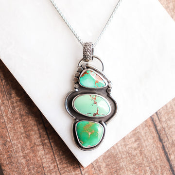 Turquoise Royston Three-Stone Totem Necklace