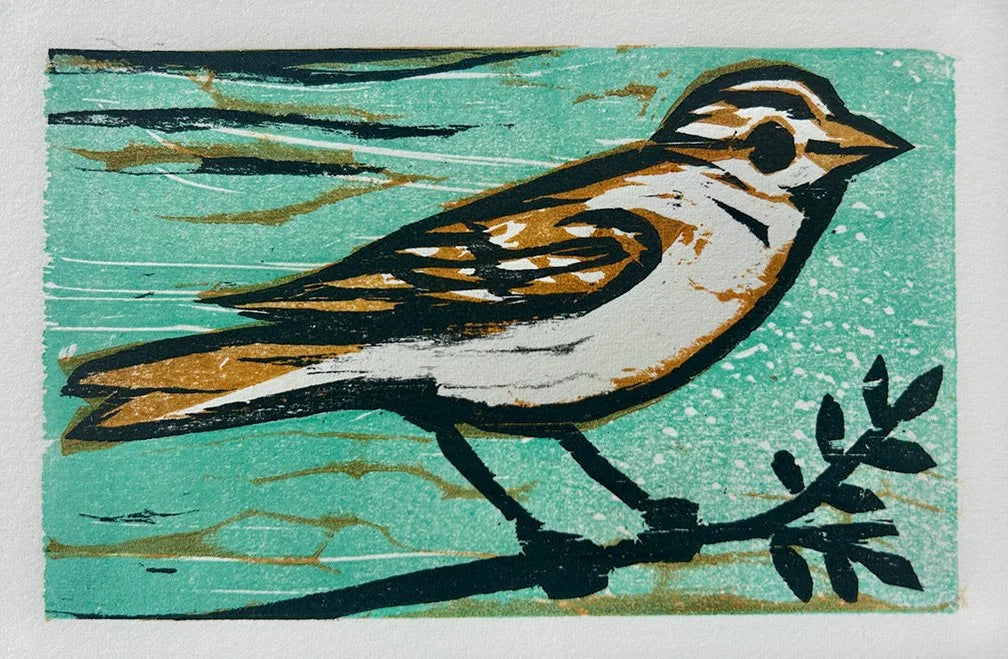 Sparrow Green no. 1 10x8 | Woodblock Print