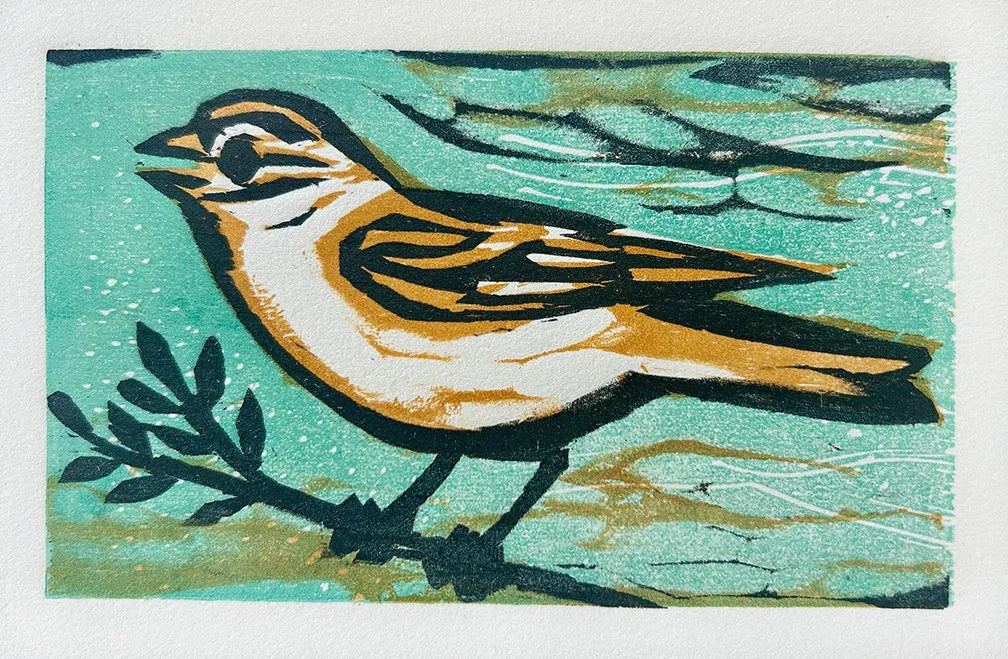 Sparrow Green no. 2 10x8 | Woodblock Print