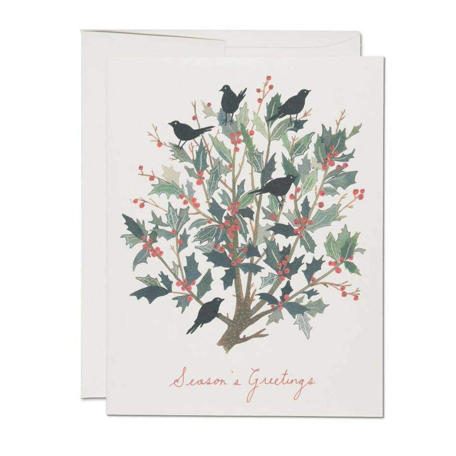 Black Bird Wreath Season Greetings Card