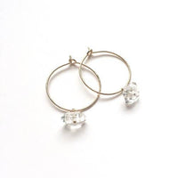 Round Hammered Hoops With Herkimer Diamonds