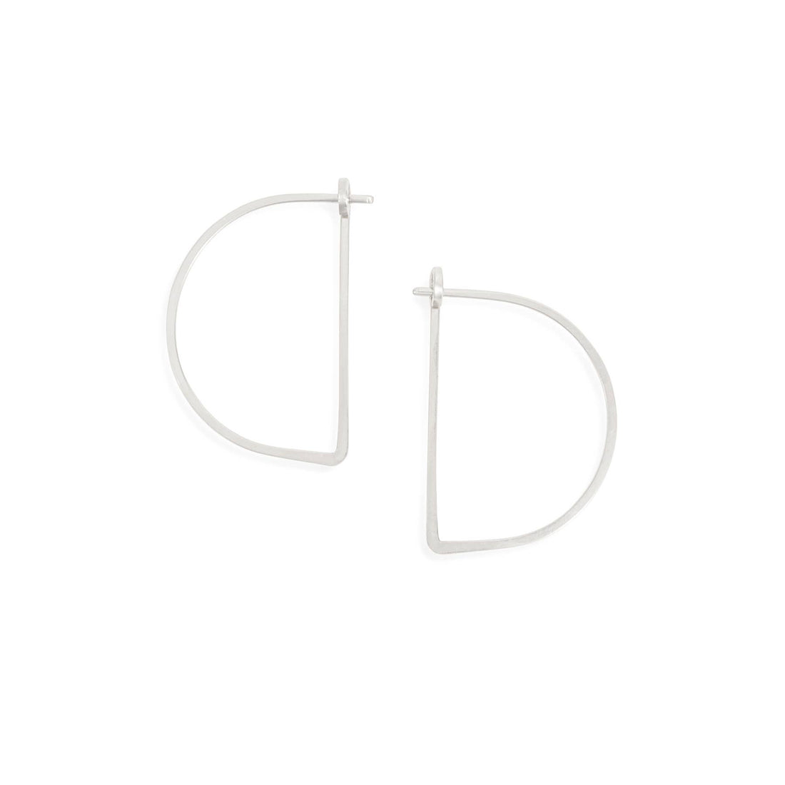 Small Half Moon Minimal Hoop | Silver