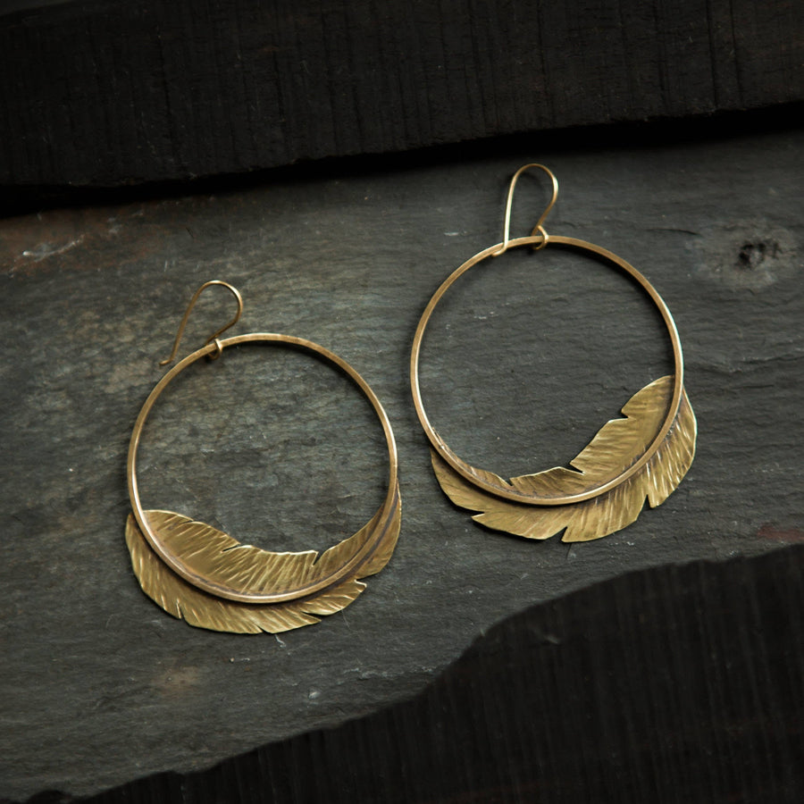 Feather Hoop Earrings