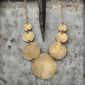 Etched Full Moons Bib Necklace