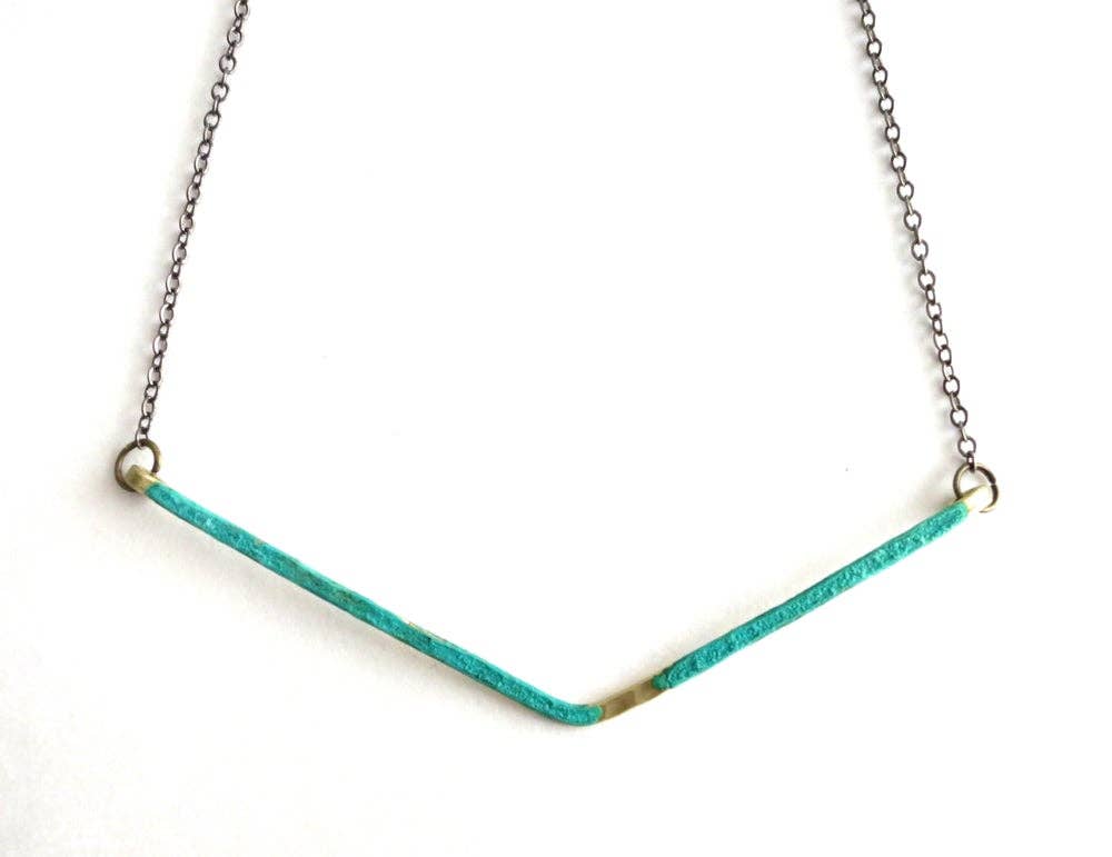 Brass and Patina Hammered Necklace