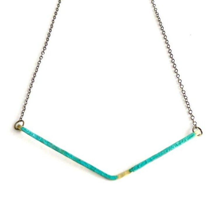 Brass and Patina Hammered Necklace