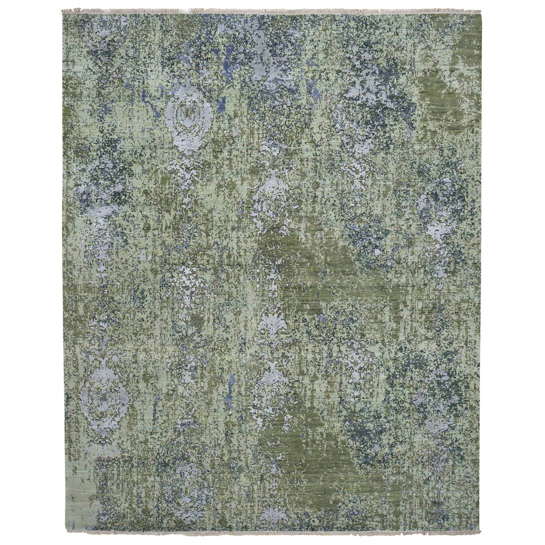 8'1" x 10'0" | Green Abstract Design | Wool and Silk | 16974