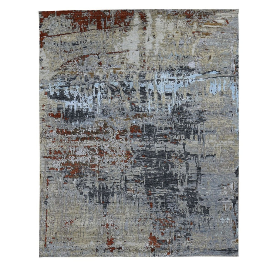 8'0"x9'9" | Grey Abstract | Wool and Silk | 21232