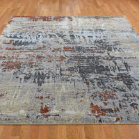 8'0"x9'9" | Grey Abstract | Wool and Silk | 21232