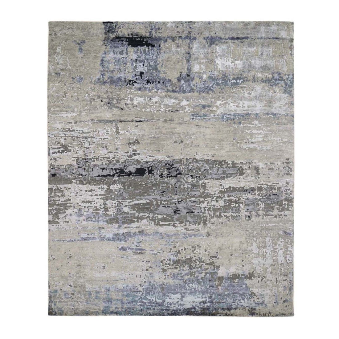 8'0"x9'9" | Abstract Grey | Wool and Silk | 21234