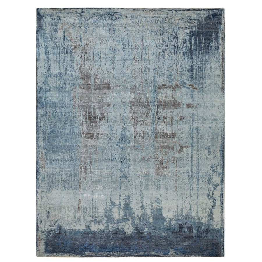 8'10"x11'5" | Abstract Blue | Wool and Silk | 21237