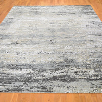 9'0"x12'0" | Abstract Grey Taupe | Wool and Silk | 21244
