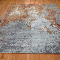 9'0"x12'0" | Red Abstract Rug | Wool and Silk | 21252