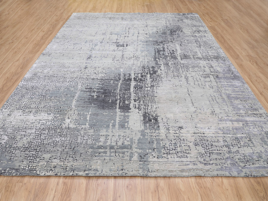 8'9"x11'10" | Abstract Mosaic | Wool and Silk | 21253