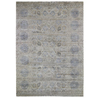 8'10"x12'3" | Silver Transitional Rug | Wool and Silk | 21255