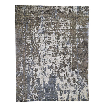 9'0"x11'10" | Ivory Abstract | Wool and Silk | 21258