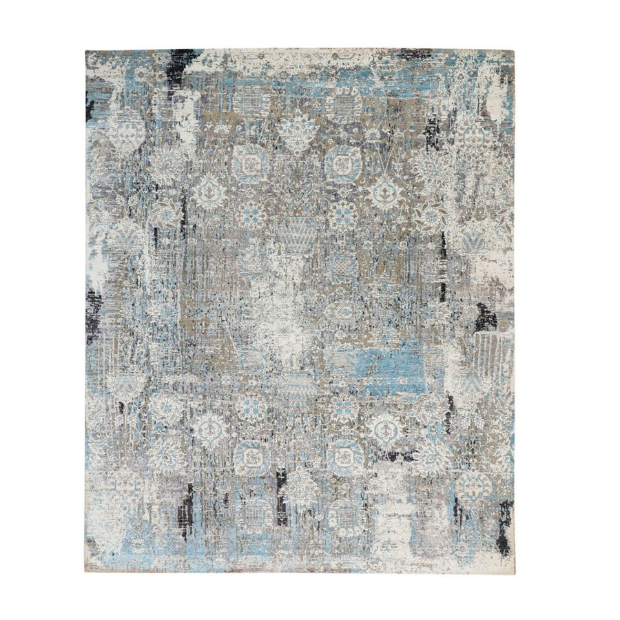 8'0"x9'9" | Aqua Erased Tabriz | Wool and Silk | 21264