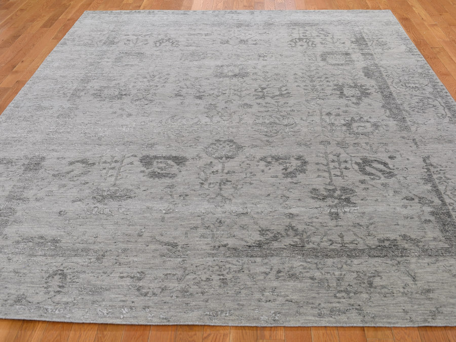 8'0"x10'0" | Broken Grey Tabriz | Wool and Silk | 21272